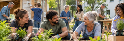 Menschen im Gemeinschaftsgarten