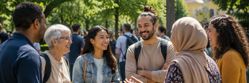 viele Menschen stehen zusammen