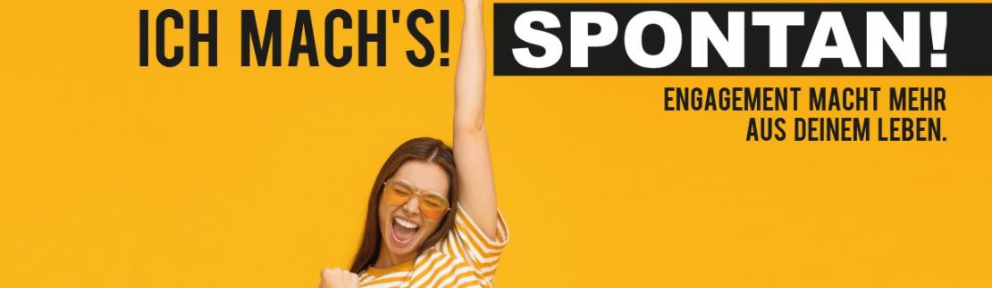 Frau, die begeistert guckt. Überschrift "Ich machs spontan!"